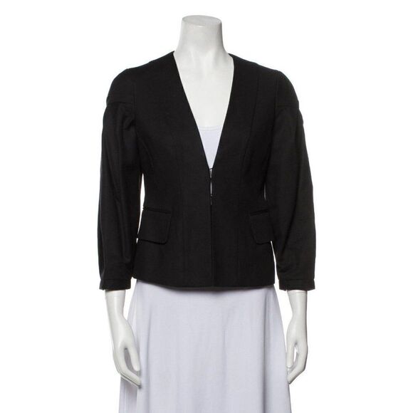 versace womens authentic solid black long sleeve blazer jacket 4 IT 40 small - Picture 1 of 9